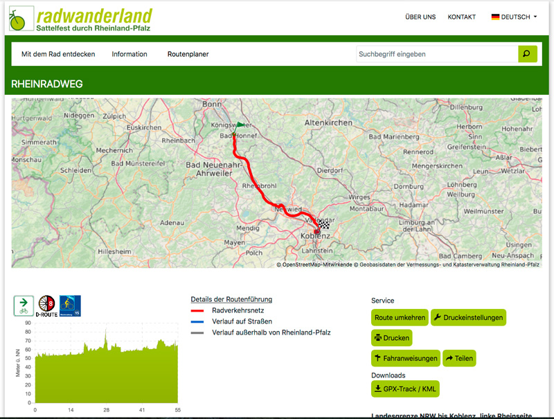 Rheinradweg: Rolandseck bis Koblenz 