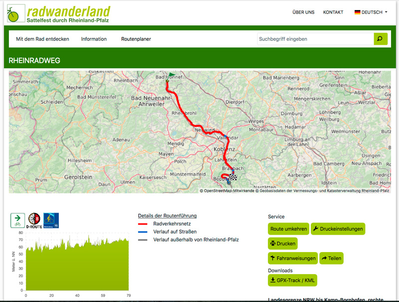 Rheinradweg: Rheinbreitbach bis Kamp-Bornhofen