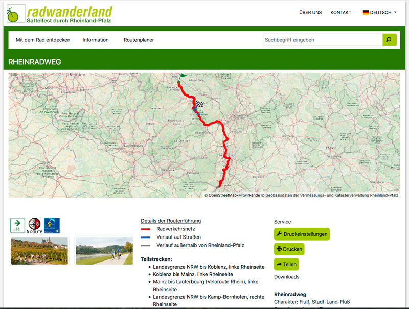 Der Rheinradweg in Rheinland-Pfalz